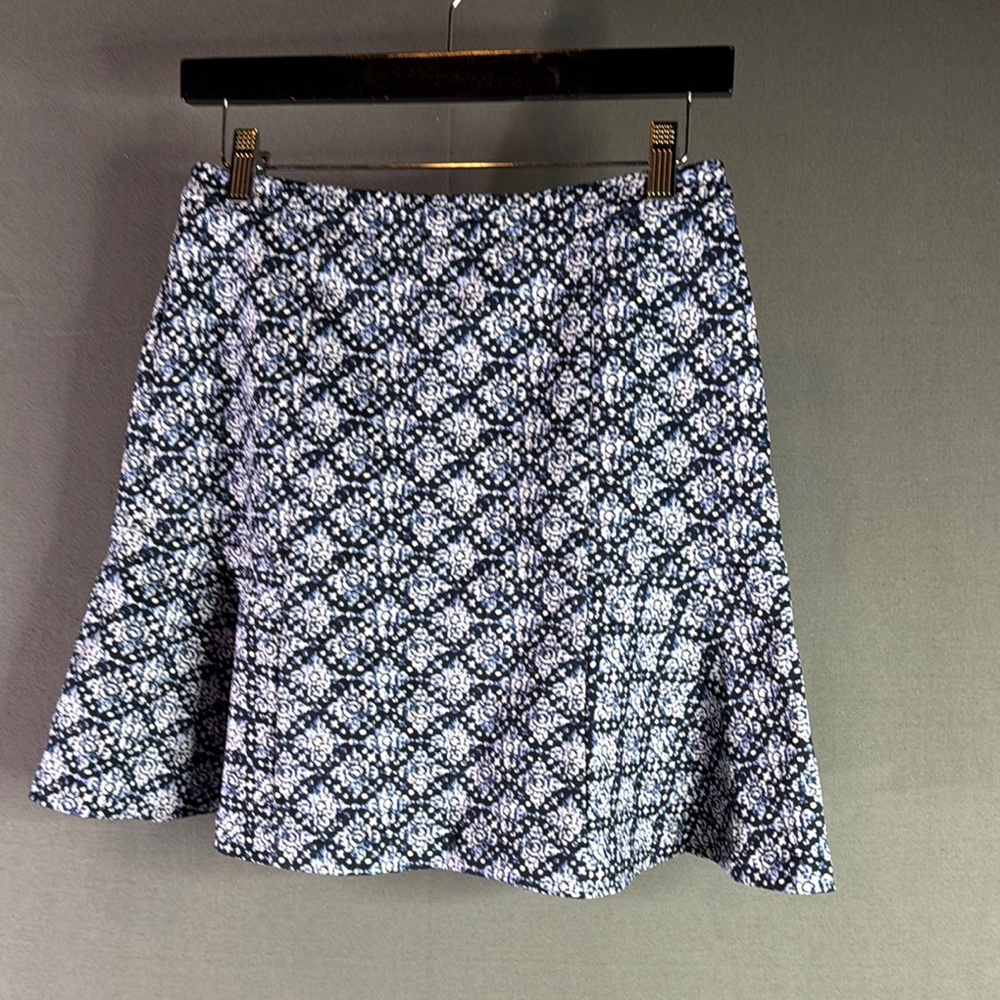 Michael Kors Black and White Mini Fit and Flare Skirt